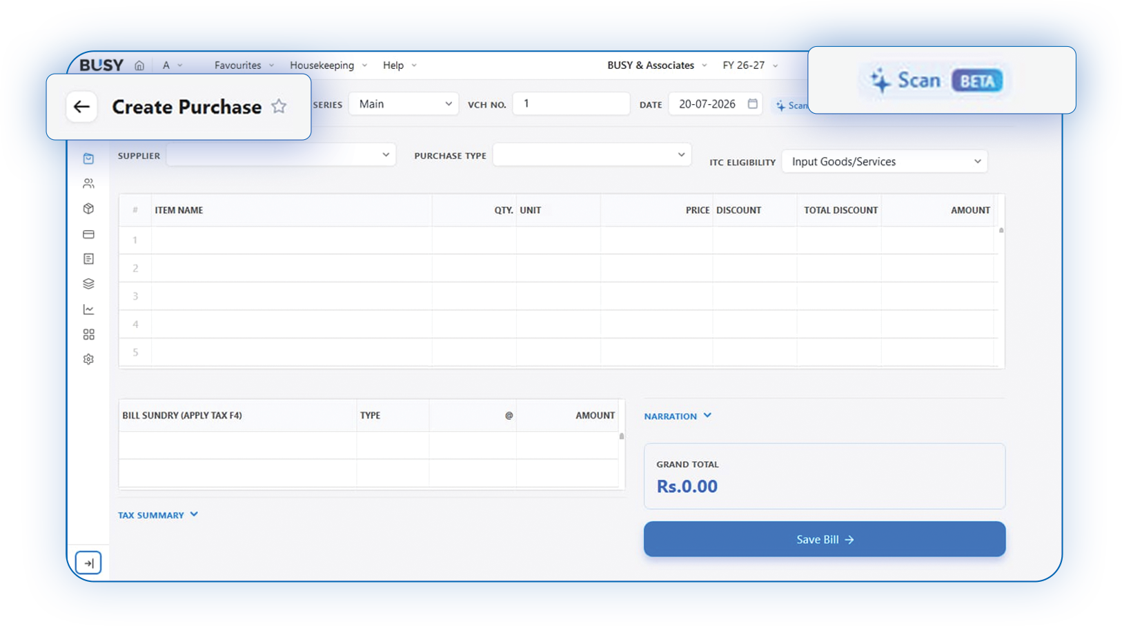 AI voucher scan in BUSY