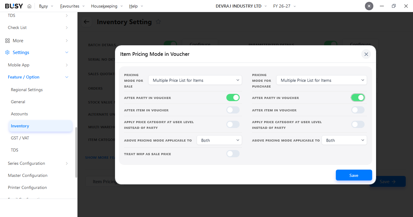 Multiple price lists for different customer types in BUSY