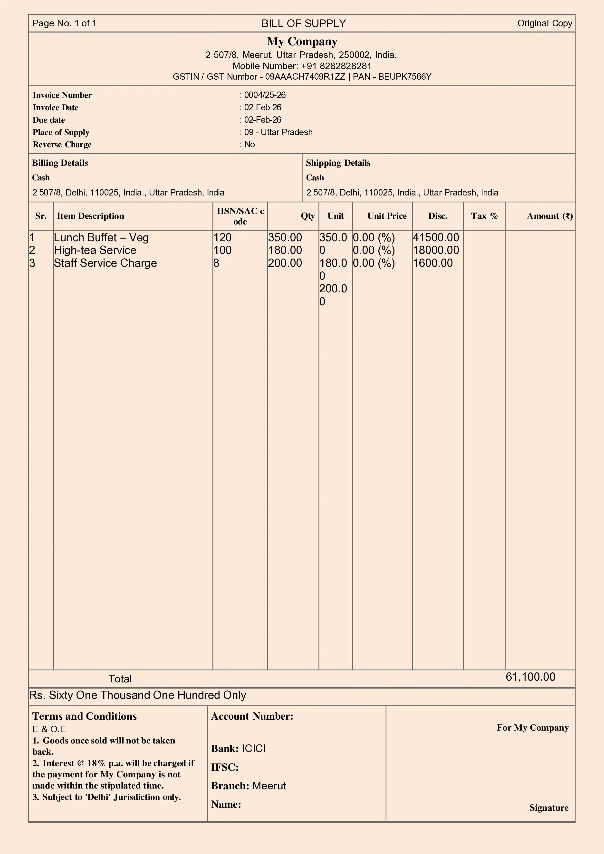 Catering Invoice Template 2 Preview
