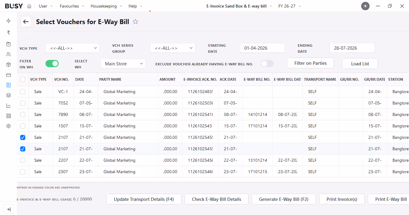 Create e-way bills faster directly from BUSY