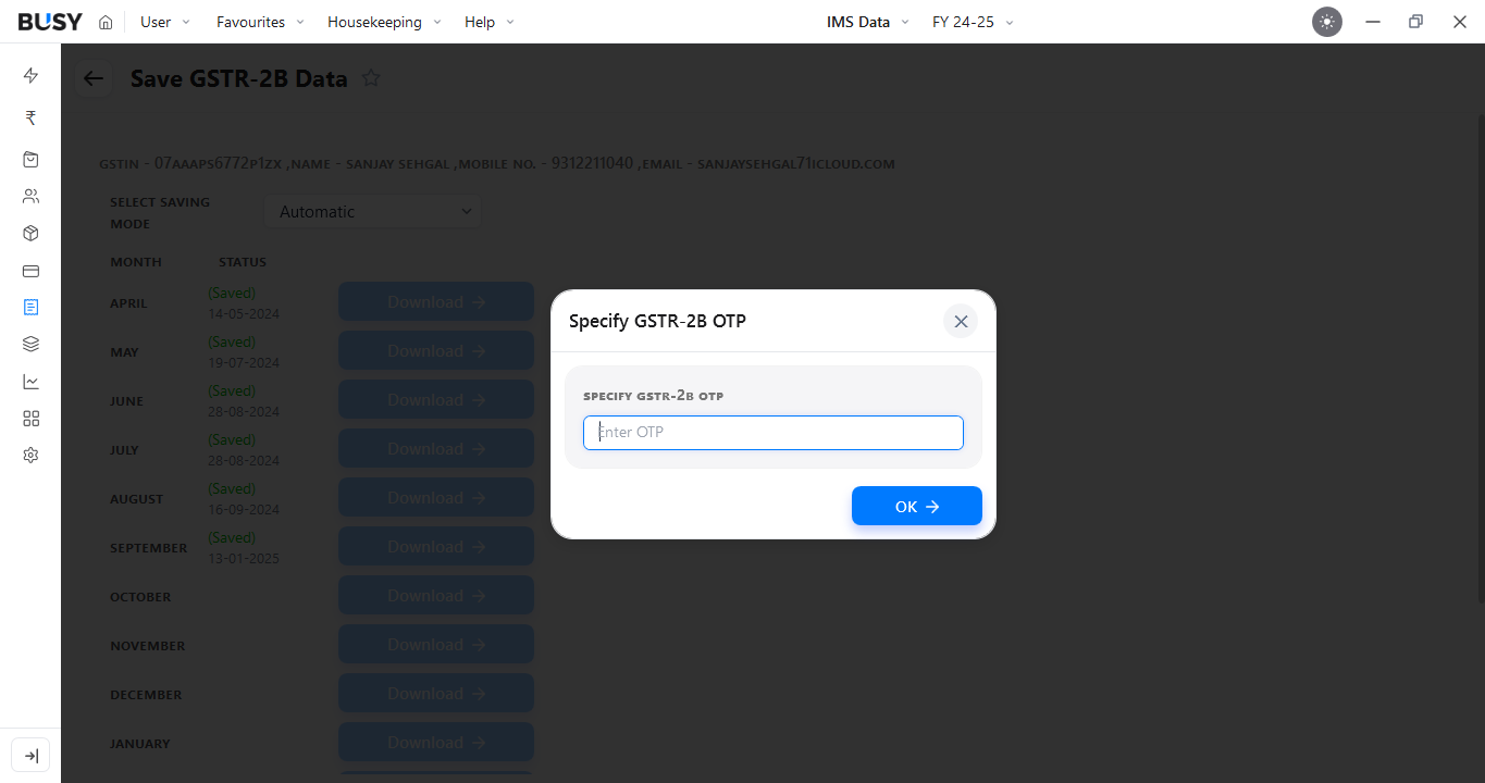 Enter OTP for GTSR-2B