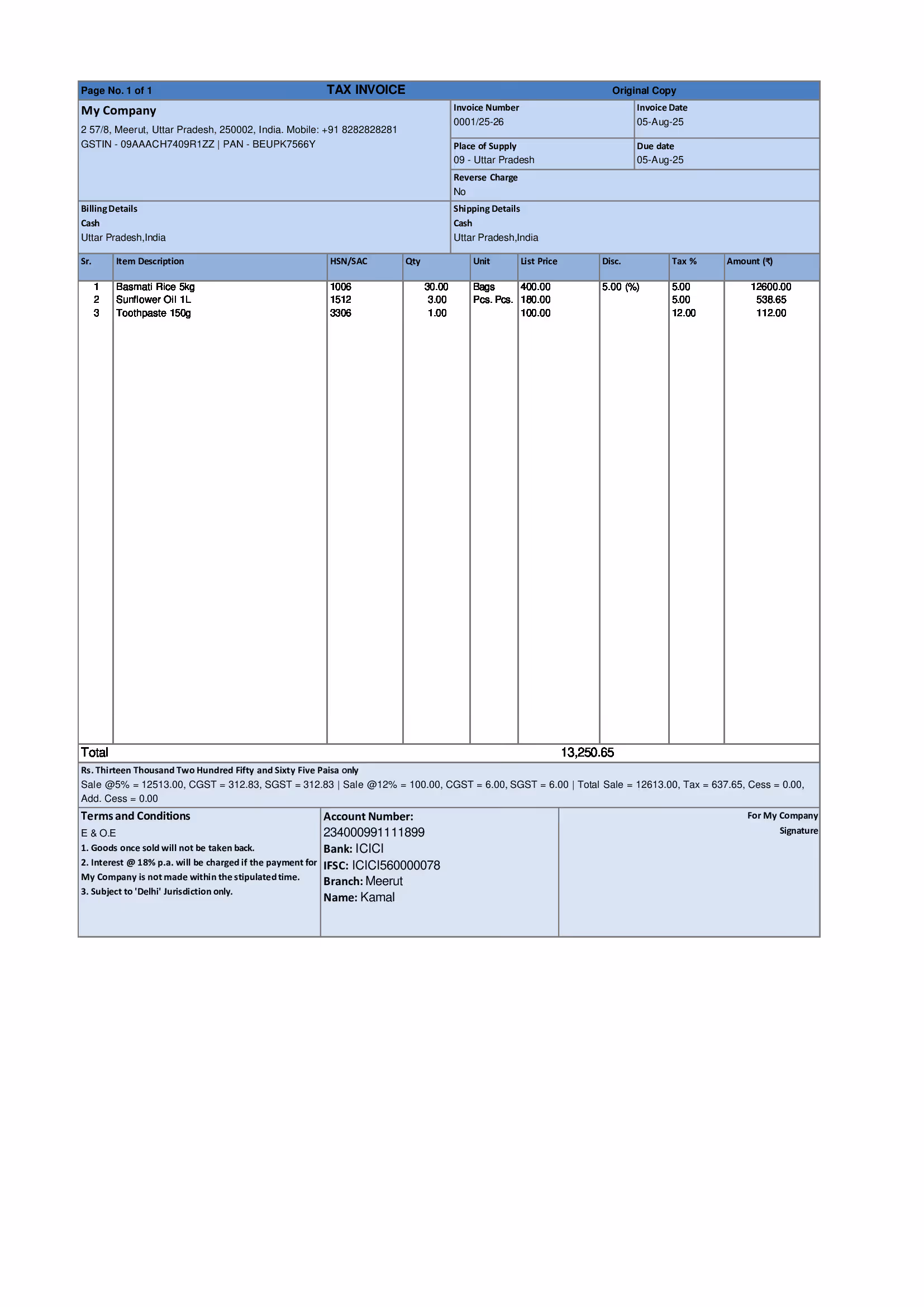 Grocery Shop Invoice Template 3 Preview