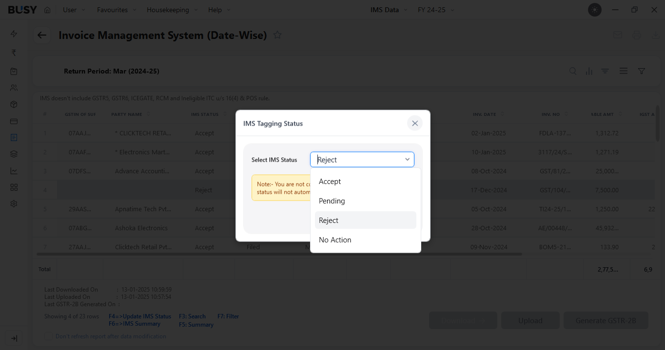 Take action on invoices