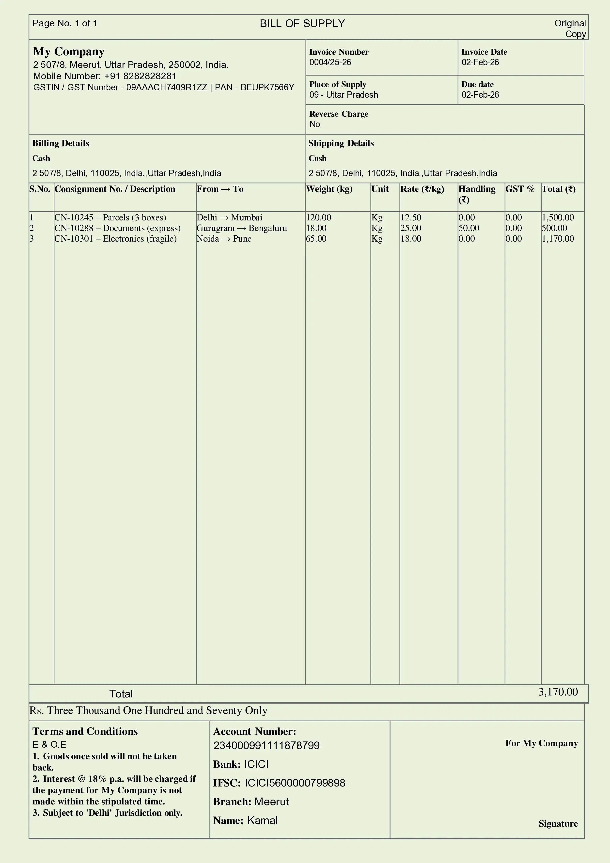 Logistics Invoice Template 2 Preview