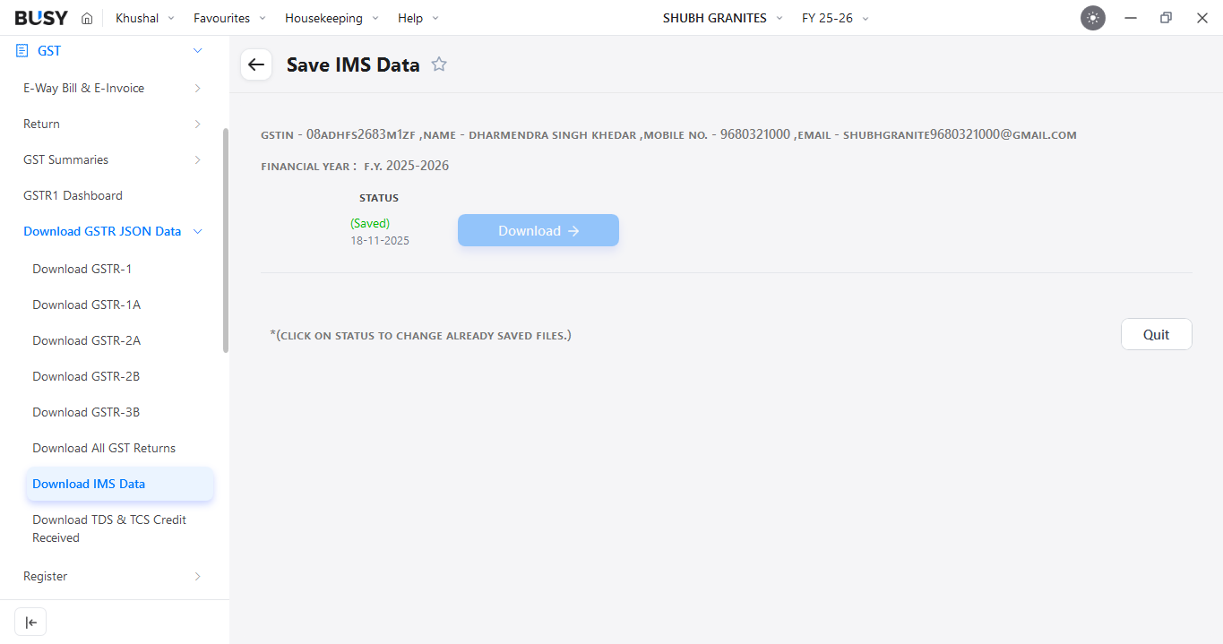 Download IMS data