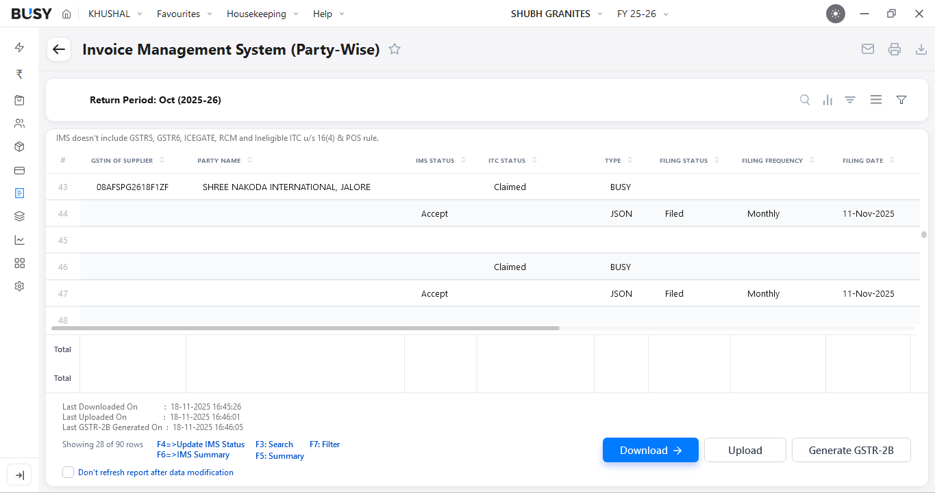 Download or Upload IMS Actions