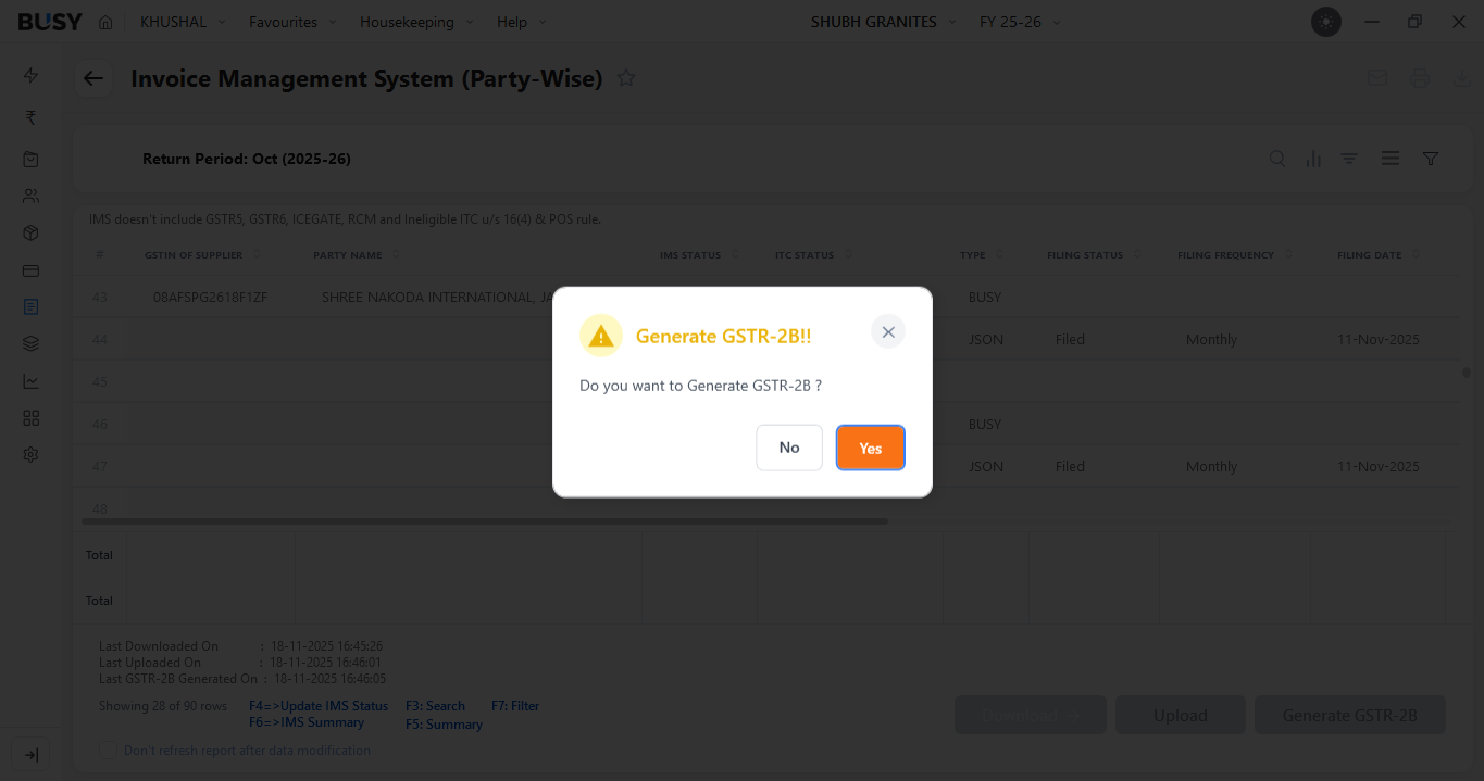 Generate GSTR-2B