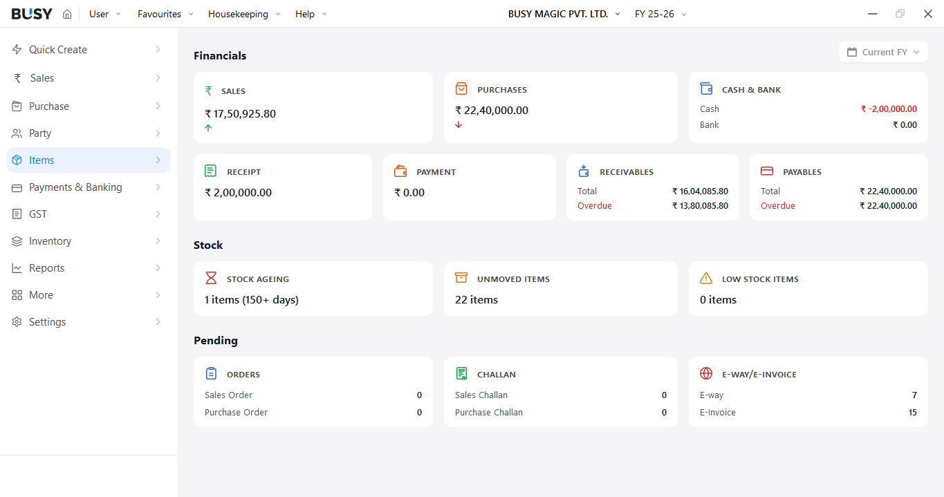 See your whole business at a glance in BUSY