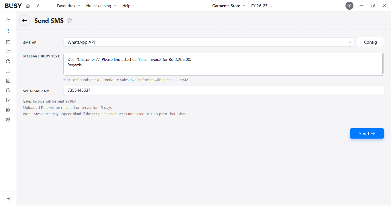 Reviewing the WhatsApp message body and customer number