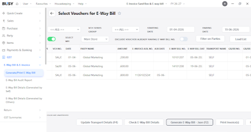 Create e-way bills faster directly from BUSY