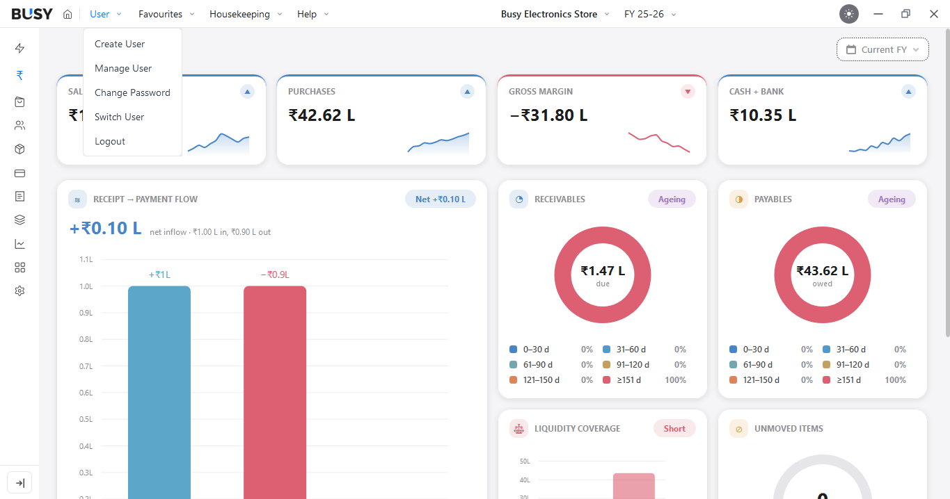 Create User option in the BUSY User menu