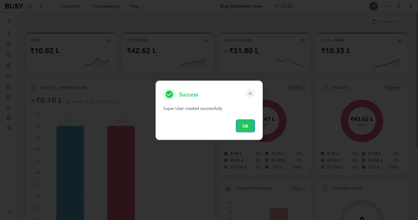 Saving the Super User in BUSY