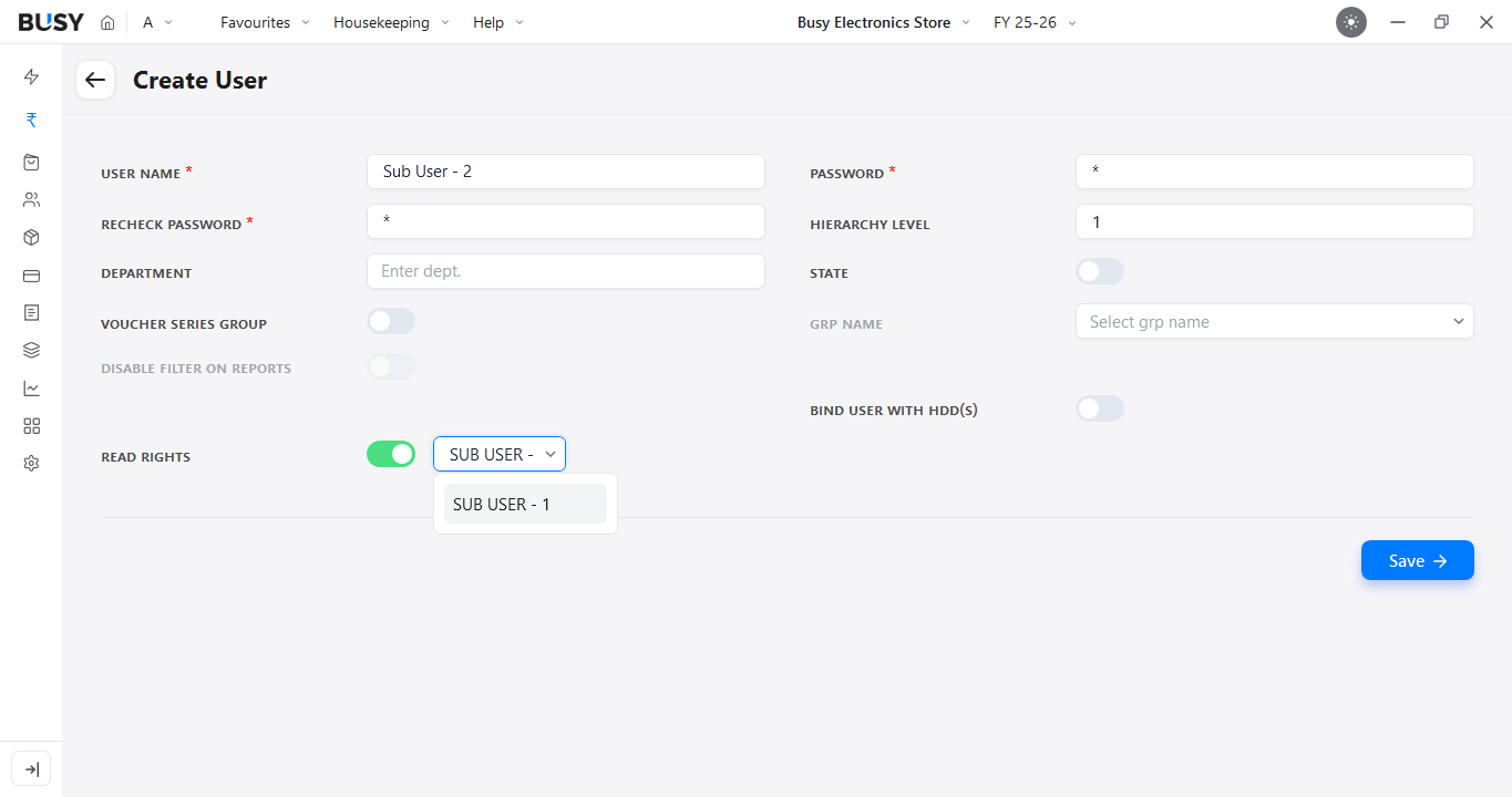 Copying access rights from an existing user in BUSY
