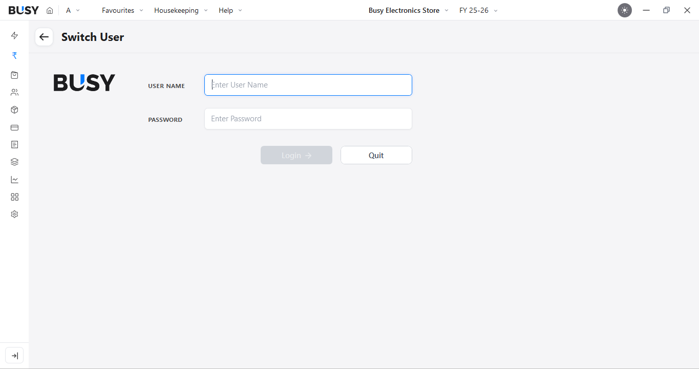 Switch User option in BUSY