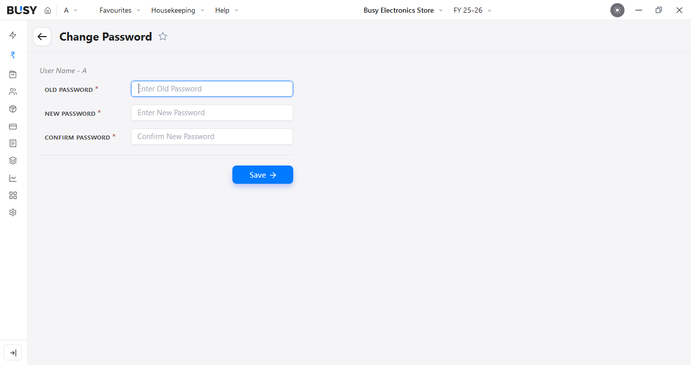 Change Password option in BUSY