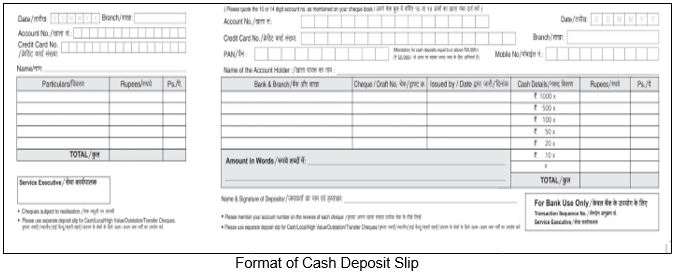 deposit slip