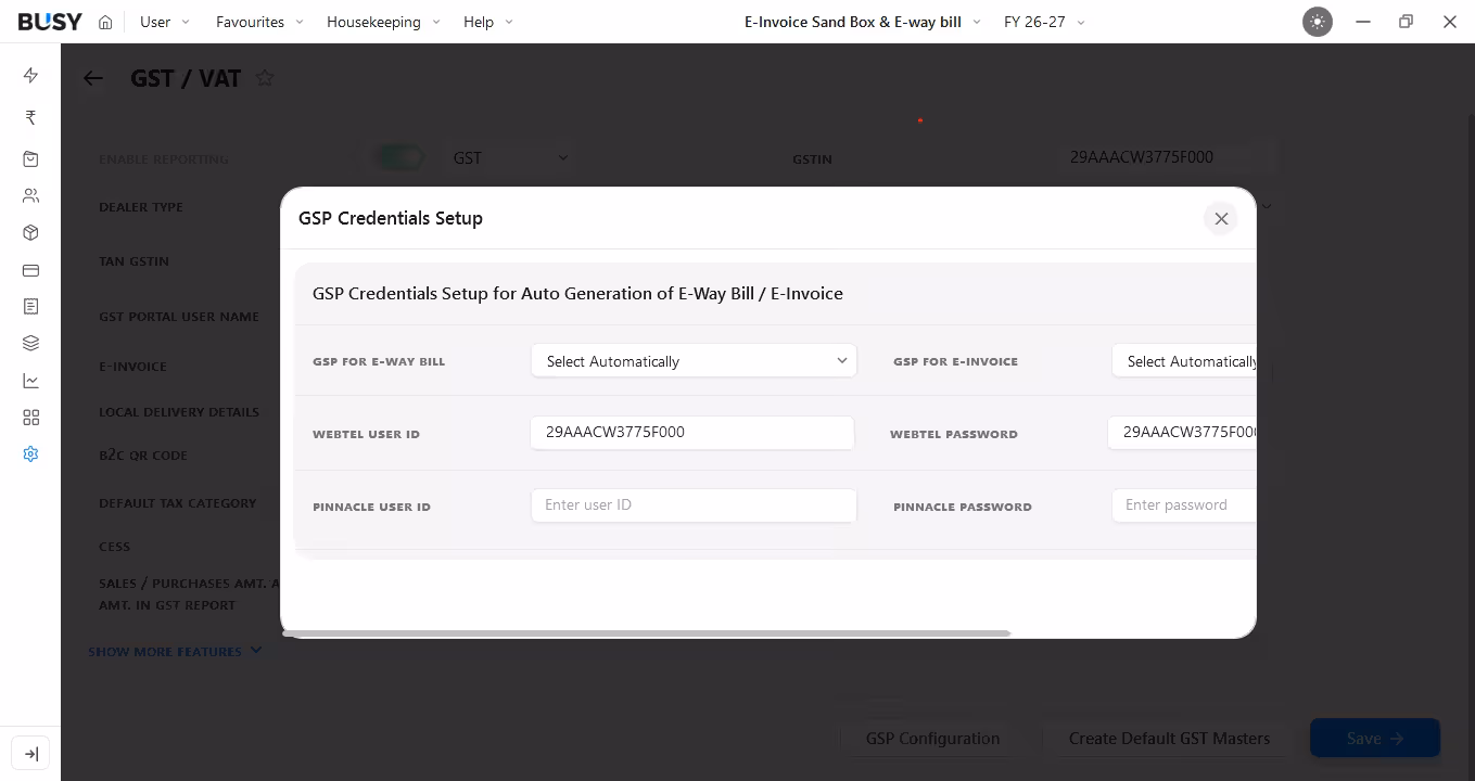 Validate e-way bill details before submission in BUSY